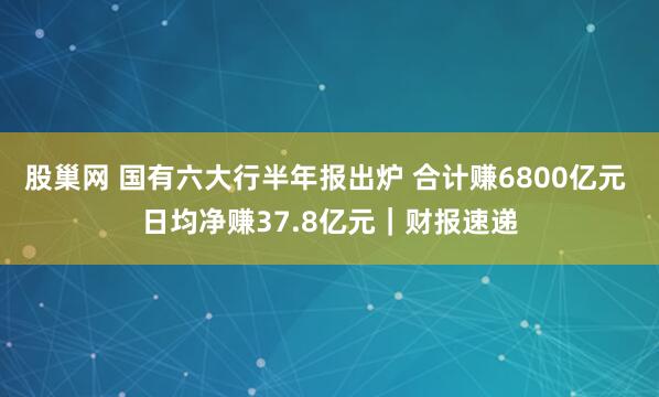 股巢网 国有六大行半年报出炉 合计赚6800亿元 日均净赚37.8亿元｜财报速递